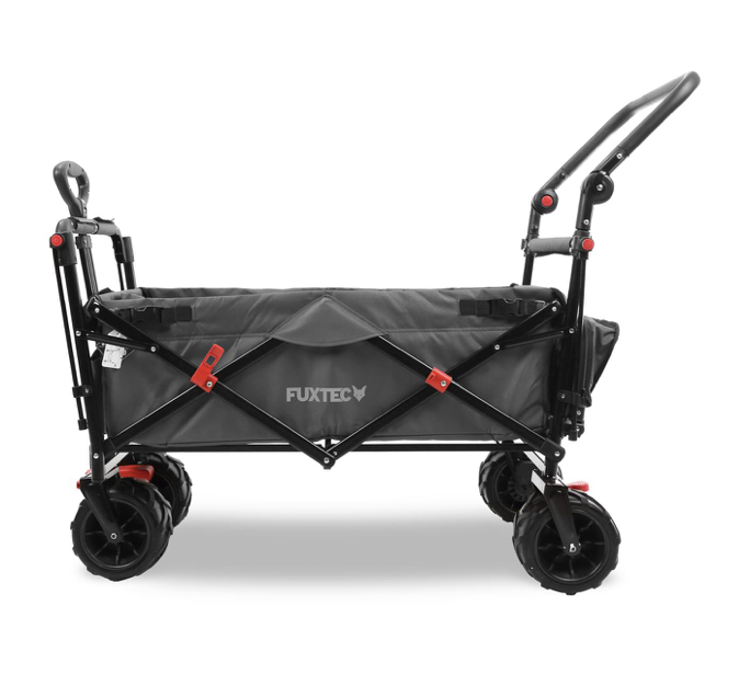 FUXTEC Strand-Bollerwagen FX-CTB800, in grau, UV-Sonnendach,Schiebegriff, Innenraumverlängerung