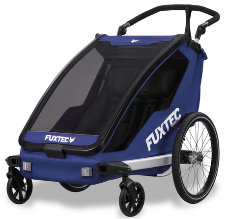 FUXTEC Fahrradanhänger/Jogger mit Jogger-Rad in blau