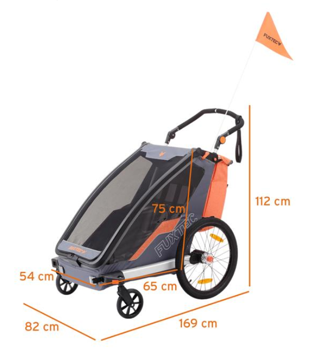 FUXTEC Fahrradanhänger/Jogger mit Jogger-Rad in blau