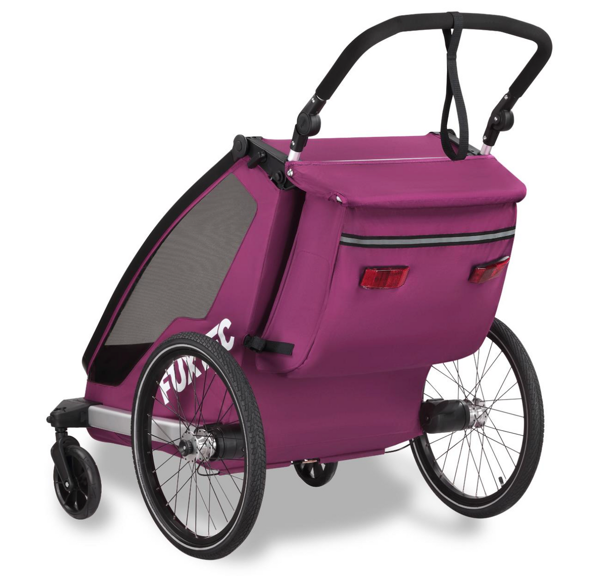FUXTEC Fahrradanhänger/Jogger mit Jogger-Rad in Purpur