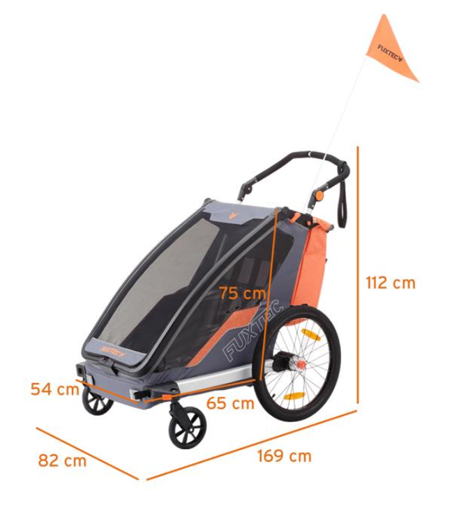 FUXTEC Fahrradanhänger/Jogger mit Jogger-Rad in Purpur