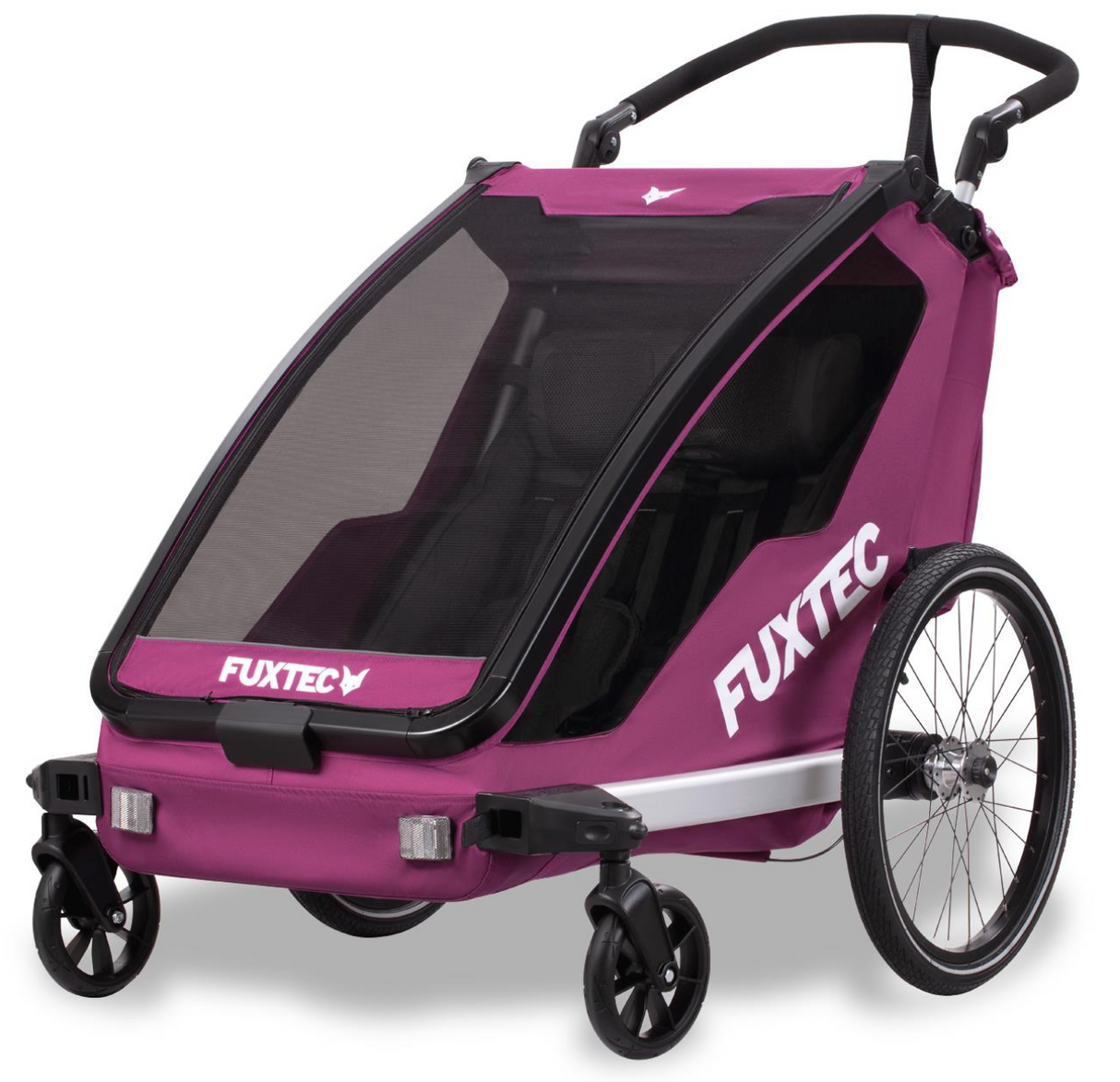 FUXTEC Fahrradanhänger/Jogger mit Jogger-Rad in Purpur