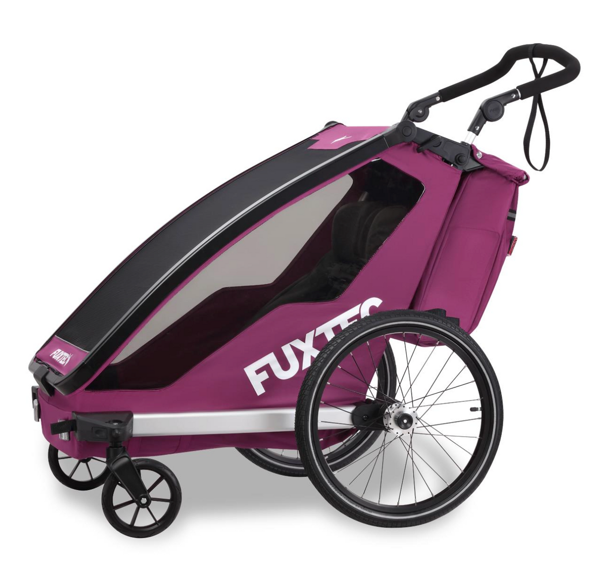 FUXTEC Fahrradanhänger/Jogger mit Jogger-Rad in Purpur