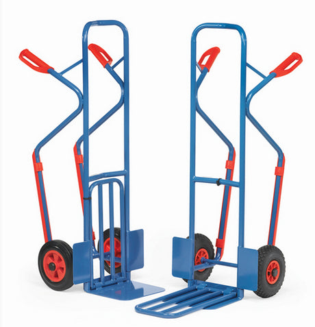 Fetra K1331V/K1331L/K1331P Paketkarren 300kg, Stahlblech- und Klappschaufel, Kunststoffgleitkufe