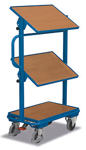 VARIOfit Beistellwagen mit drei neigbaren Holzböden, EasySTOP, sw-400.803