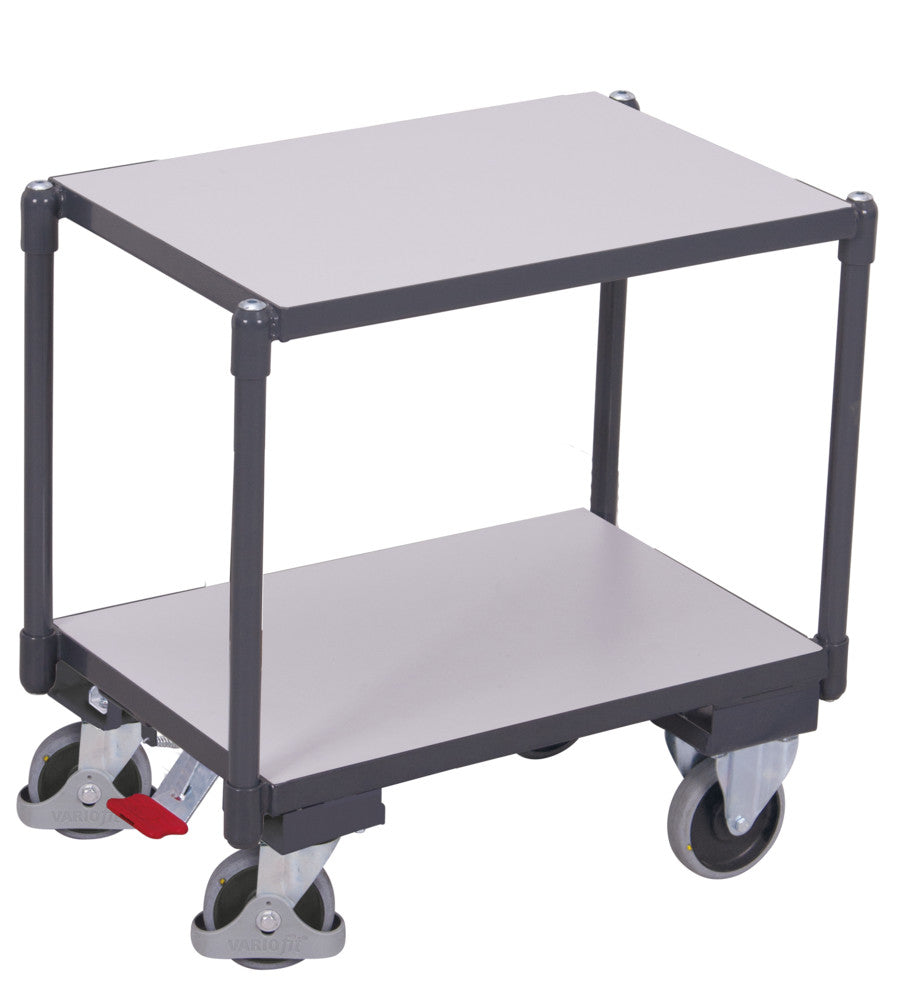 VARIOfit ESD Euro-System-Roller mit zwei Ladeflächen, Baukasten-System, EasySTOP, sw-410.546