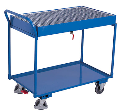 VARIOfit Tischwagen, zwei Wannen, Gitterrost, Ablasshahn, sw-600.505