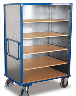 VARIOfit Etagenwagen Stahlblech, ein fester, vier variable Böden, EasySTOP sw-700.412/sw-800.412