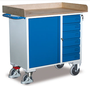 VARIOfit Werkstattwagen mit Rand, Schrank, sechs Schubladen, EasySTOP sw-985.003