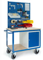 ROLLCART Werkstattwagen mit Stahlschrank, zwei Lochplatten, eine Schlitzplatte, 07-4306L2S1