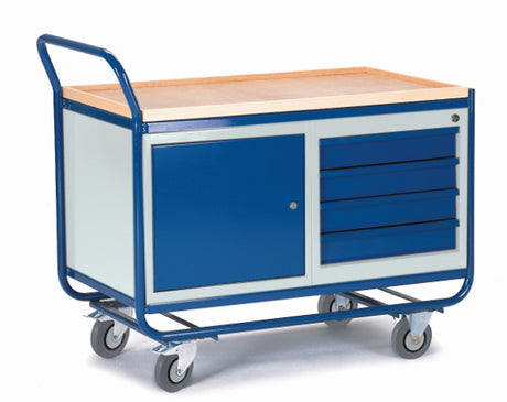 ROLLCART Montagewagen mit Stahl- und Schubladenschrank, 300 kg Tragkraft, 07-4356