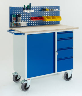 ROLLCART Werkstattwagen mit vier Schubladen, Stahlschrank, eine Lochplatte, 07-4361L1