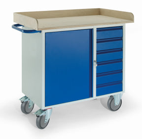 ROLLCART Werkstattwagen mit Rand, sechs Schubladen, ein Stahlschrank, 400 kg Tragkraft, 07-4367