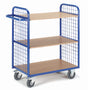 ROLLCART Etagenwagen zwei Gitterwände, drei Böden, 150 kg Tragkraft, 087341 087342