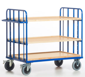 ROLLCART Etagenwagen drei Kästen, zwei Gitterwände, 500 kg Tragkraft, 087361 087362