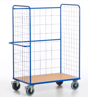 ROLLCART Hoher Etagenwagen mit drei Gitterwänden, 600 kg Tragkraft, 087627 087628