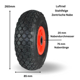 Frosal Ersatzrad Luftbereifung - Rad für Bollerwagen oder Sackkarre Nabe 20mm/75mm