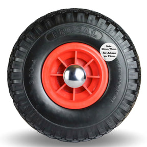 Frosal PU Ersatzrad mit Radkappe Nabe 20mm/75mm Bollerwagen – Rad und Achsstopfen Sackkarre pannensi 1 Stück