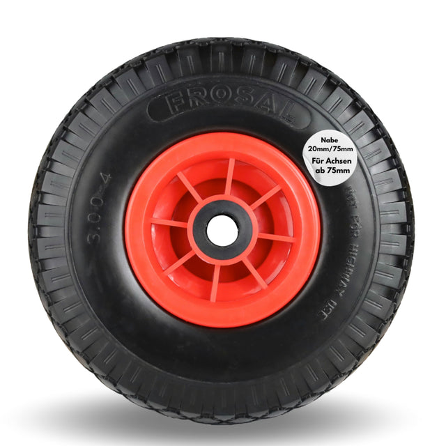 Frosal Ersatzrad - PU Rad Nabe 20mm/75mm für Bollerwagen oder Sackkarre pannensicher