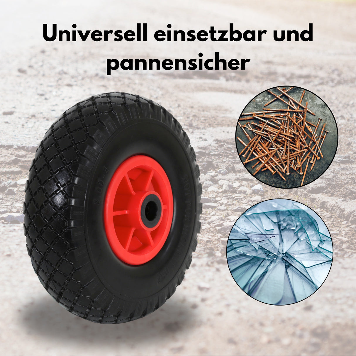 FROSAL Sackkarrenrad - PU Rad Nabe 20mm/60mm für Bollerwagen oder Sackkarre Vollgummi