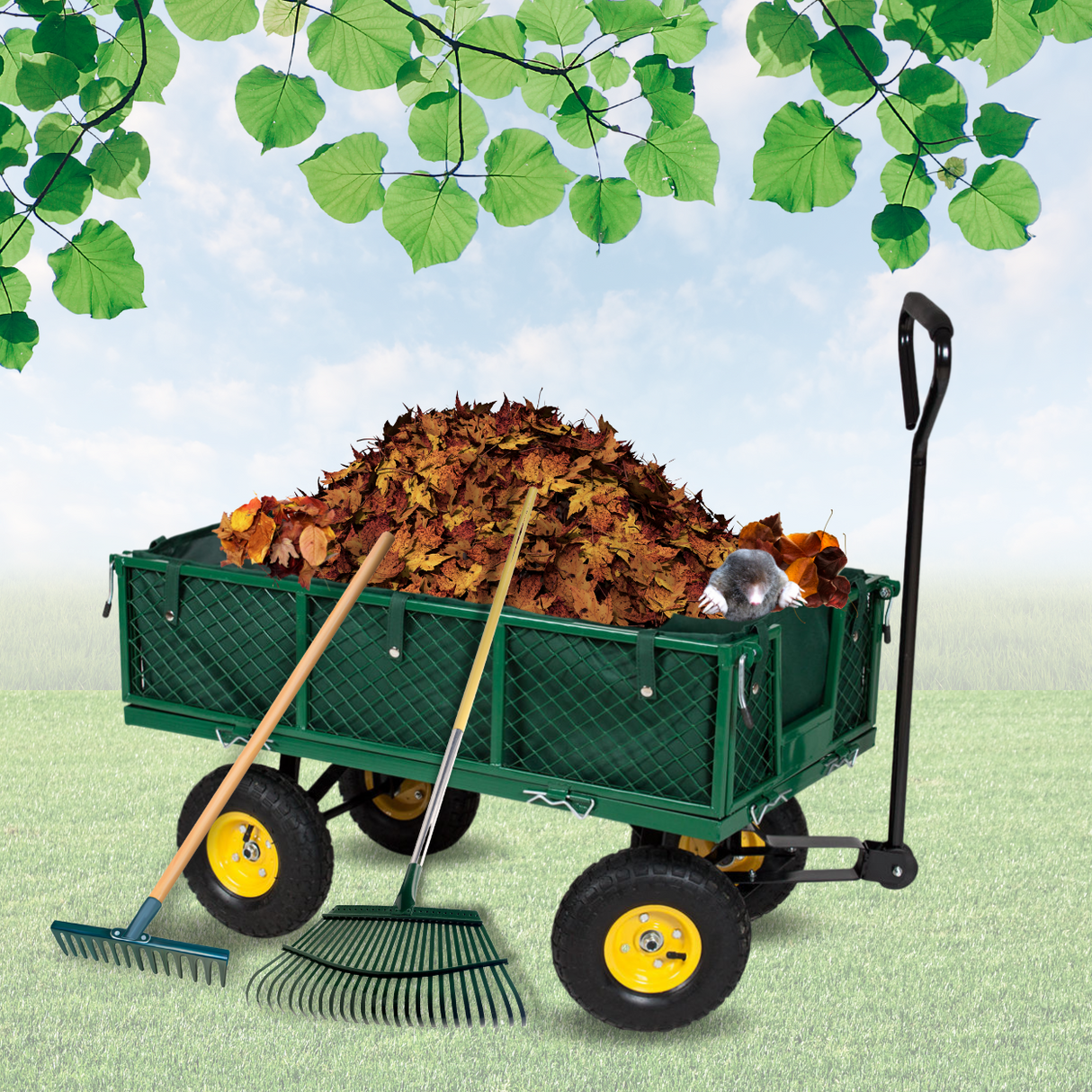 FROSAL Transportwagen Phil Lufträder - Gartenwagen &amp; Transportkarre klappbar