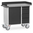 Fetra 12452 7016 Stahlblech-Werkstattwagen "GREY EDITION" mit Schrank, vier Schubladen, Abrollrand