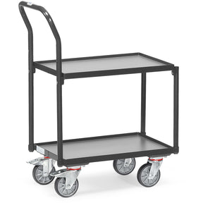 Fetra 135400 7016 Etagen-Roller "GREY EDITION" 250 kg, zwei Holzböden,, mit Rand, Rohrschiebebügel