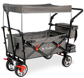 Pinolino faltbarer Bollerwagen 'AddPlus' mit Bremse, Sonnendach - grau meliert