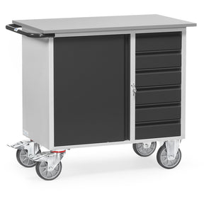 Fetra 2450 7016 Stahlblech-Werkstattwagen "GREY EDITION" 400 kg, mit Schrank und sechs Schubladen