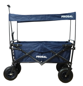 FROSAL Bollerwagen Nick blau faltbar mit Luftreifen Bremse und Dach