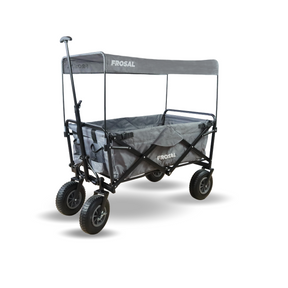 FROSAL Bollerwagen Nick grau faltbar mit Luftreifen Bremse & Dach