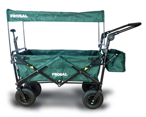 FROSAL Bollerwagen Nick PRO grün faltbar mit Schiebegriff Dach & Bremse