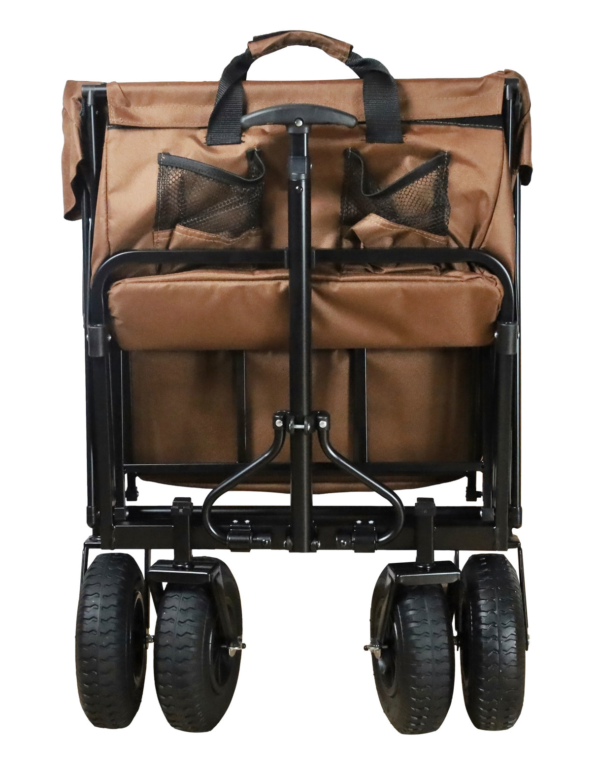FROSAL Bollerwagen Nick faltbar mit Luftreifen Bremse & Dach braun