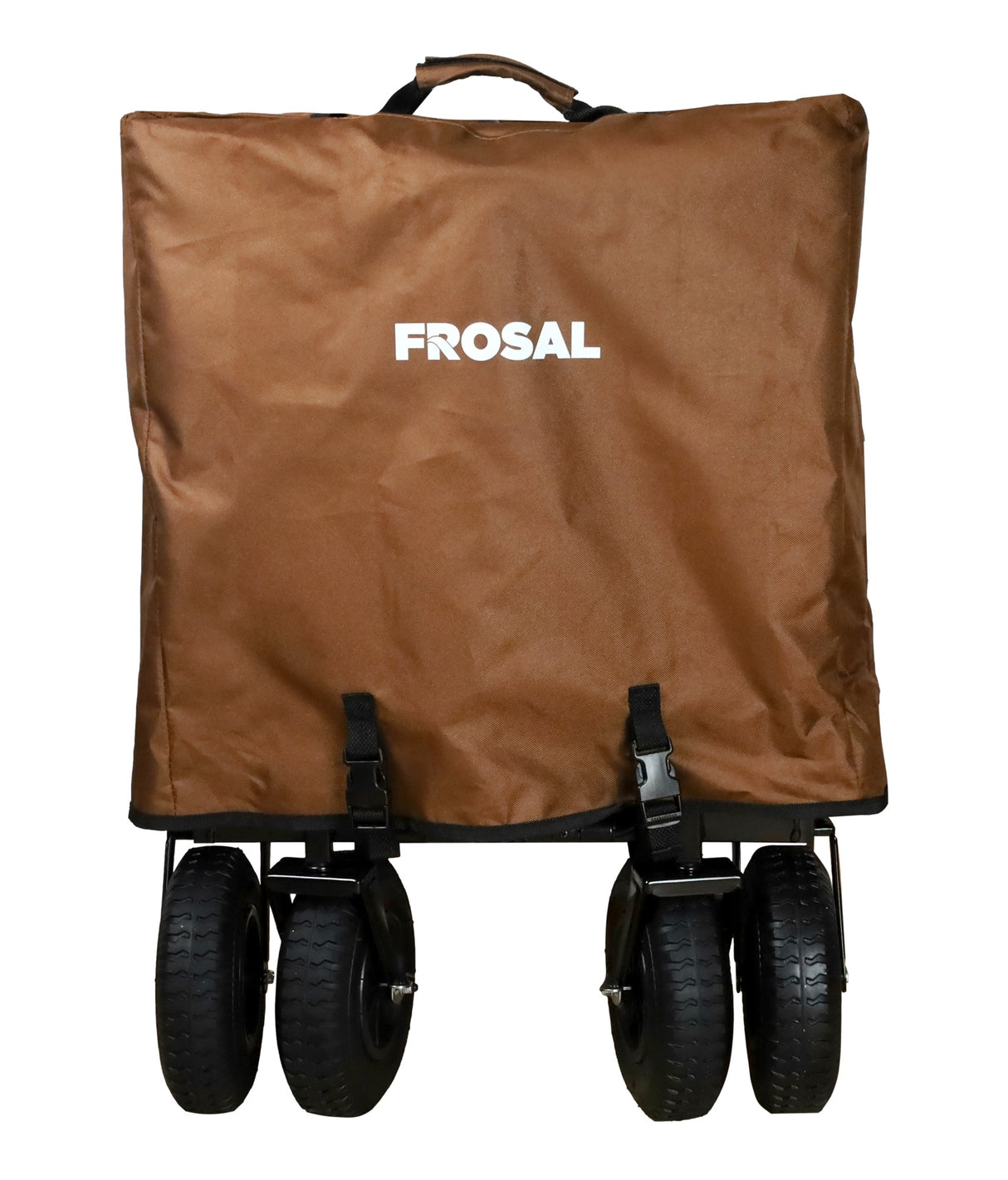 FROSAL Bollerwagen Nick faltbar mit Luftreifen Bremse & Dach braun