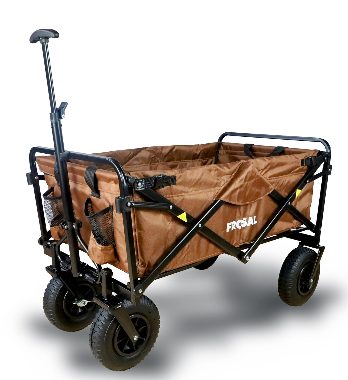 FROSAL Bollerwagen Nick faltbar mit Luftreifen Bremse & Dach braun