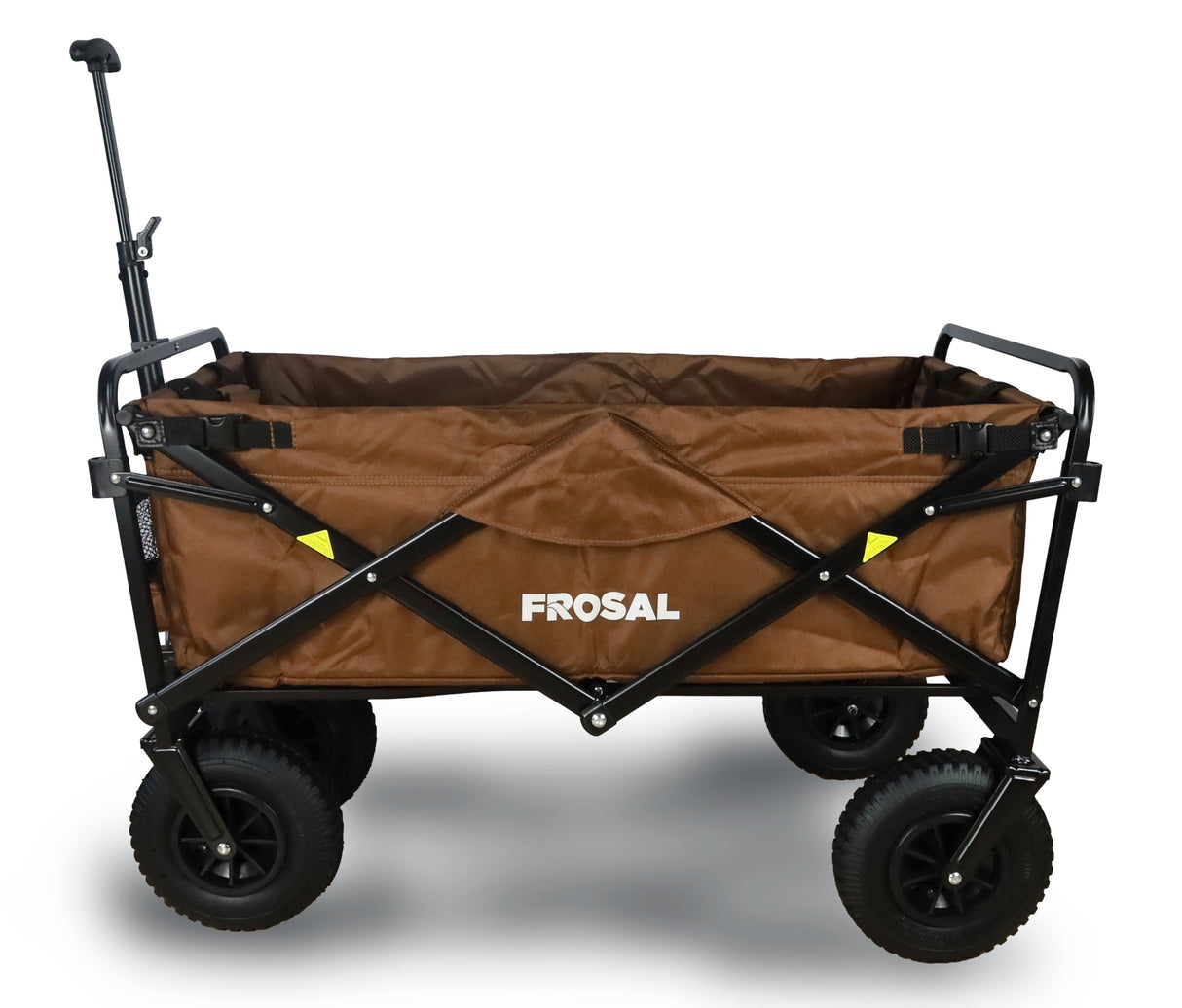 FROSAL Bollerwagen Nick faltbar mit Luftreifen Bremse & Dach braun