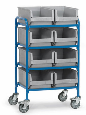 Fetra 32931 Beistellwagen mit vier Böden aus Holz und acht Sichtlagerkästen