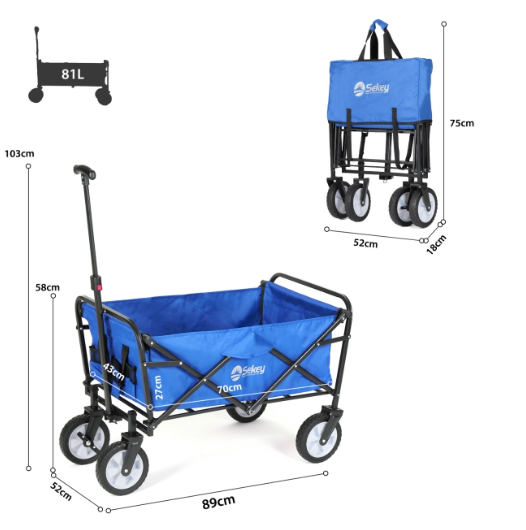 Sekey faltbarer Bollerwagen in Blau