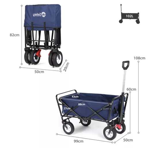Sekey faltbarer Bollerwagen in blau, 102L
