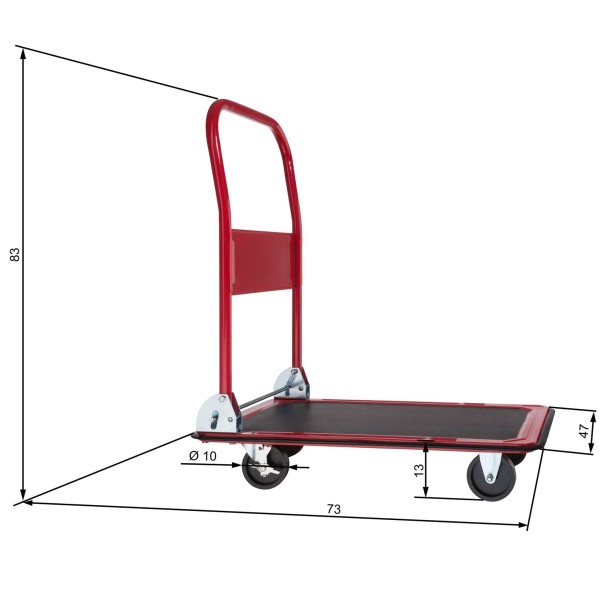 Plattformwagen mit Bremsen 150kg rot