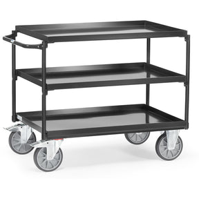 Fetra 4830 7016, 4832 7016 Tischwagen mit drei Blechwannen "GREY EDITION" 400 kg, Griff waagerecht