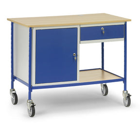 Fetra 5866 Rolltisch mit Tastaturschublade und Stahlschrank