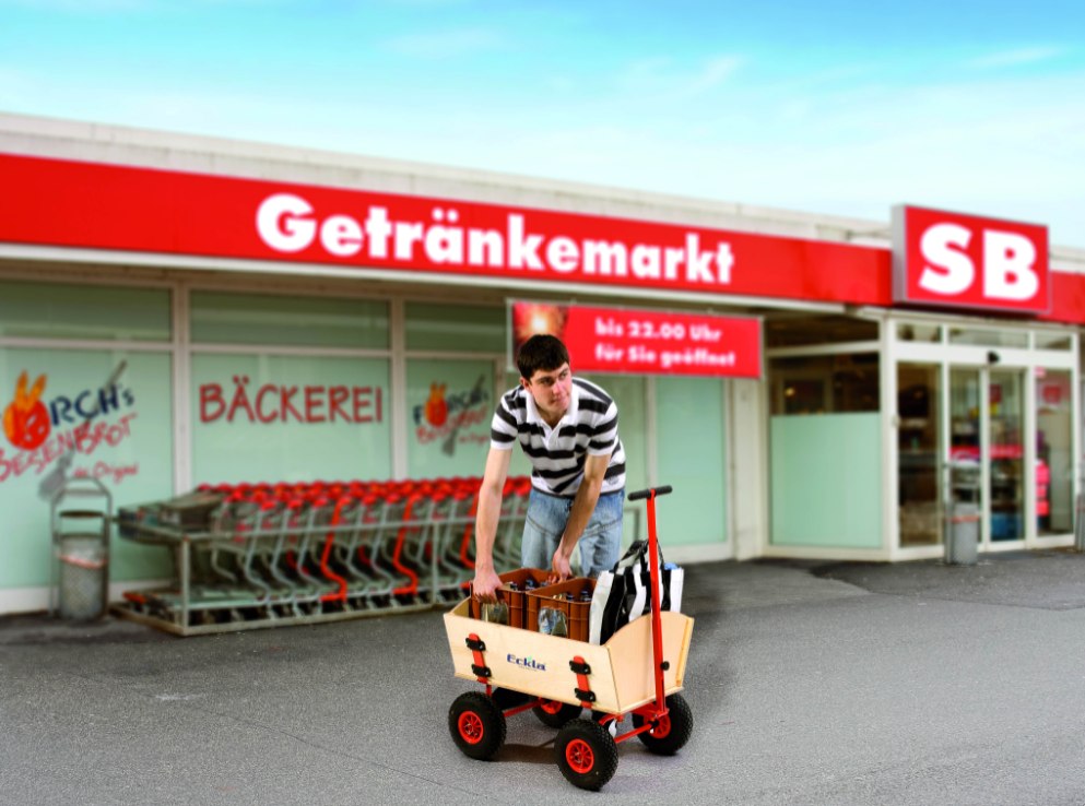 Bollerwagen Eckla Fun Trailer Long Hinterachslenkung pannensichere Bereifung