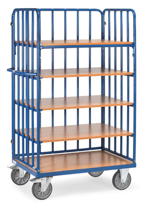 Fetra 8351-1/8352-1/8353-1 Hoher Etagenwagen mit fünf Böden aus Holz und Längswand