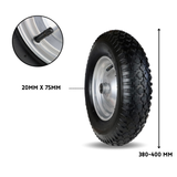 FROSAL Schubkarrenrad 400 (380) mm | Luftrad Schubkarre | Ersatzrad 4.80 / 4.00-8 Stahlfelge silber