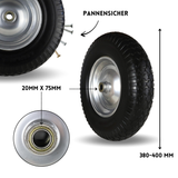 FROSAL PU Schubkarrenrad 400 (380)mm pannensicher | Ersatzrad 4.80/4.00-8 Stahlfelge silber