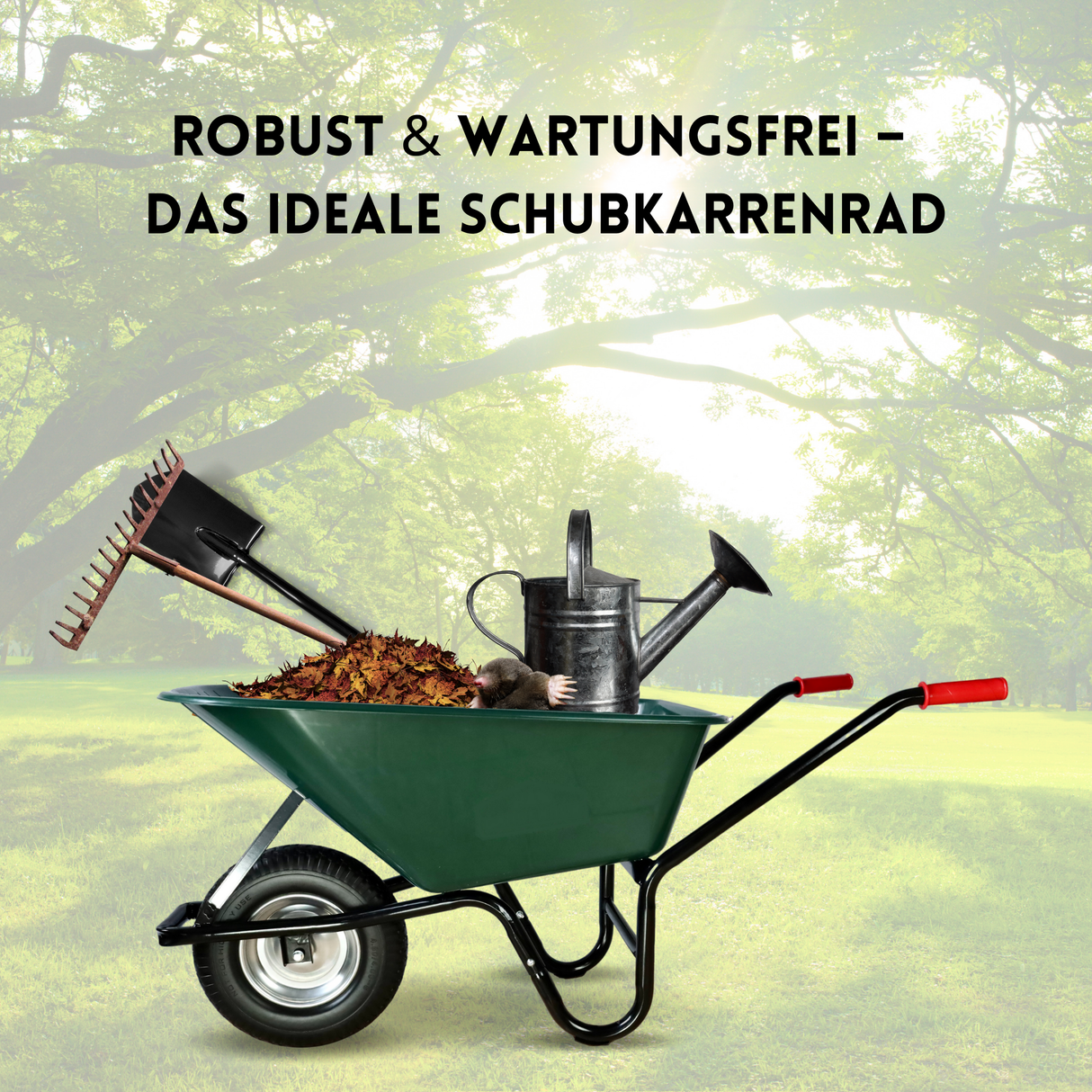FROSAL PU Schubkarrenrad 400 (380)mm pannensicher | Ersatzrad 4.80/4.00-8 Stahlfelge silber