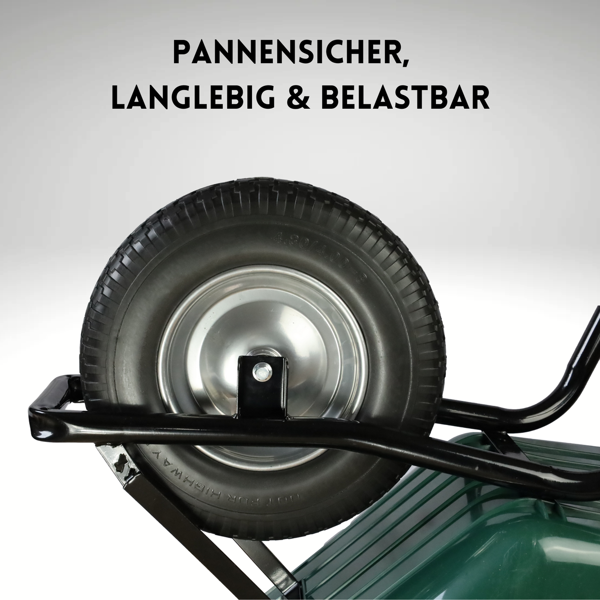 FROSAL PU Schubkarrenrad 400 (380)mm pannensicher | Ersatzrad 4.80/4.00-8 Stahlfelge silber