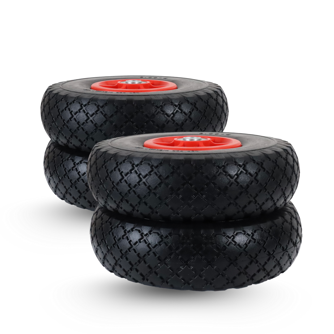 FROSAL Ersatzrad - PU Rad Nabe 16mm/50mm für Bollerwagen oder Sackkarre pannensicher 4 Stück