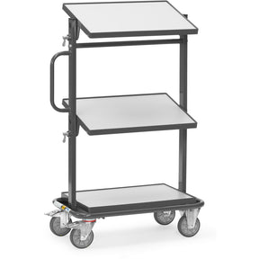 Fetra 92911 ESD-Beistellwagen mit drei Böden aus Holz, Ladeflächen neigbar, 200 kg